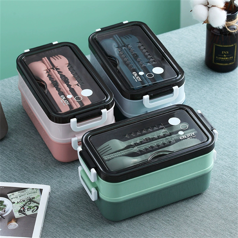 Bento Box Two Tier - 1pack Lunch Box Double-layer Portable Compartment