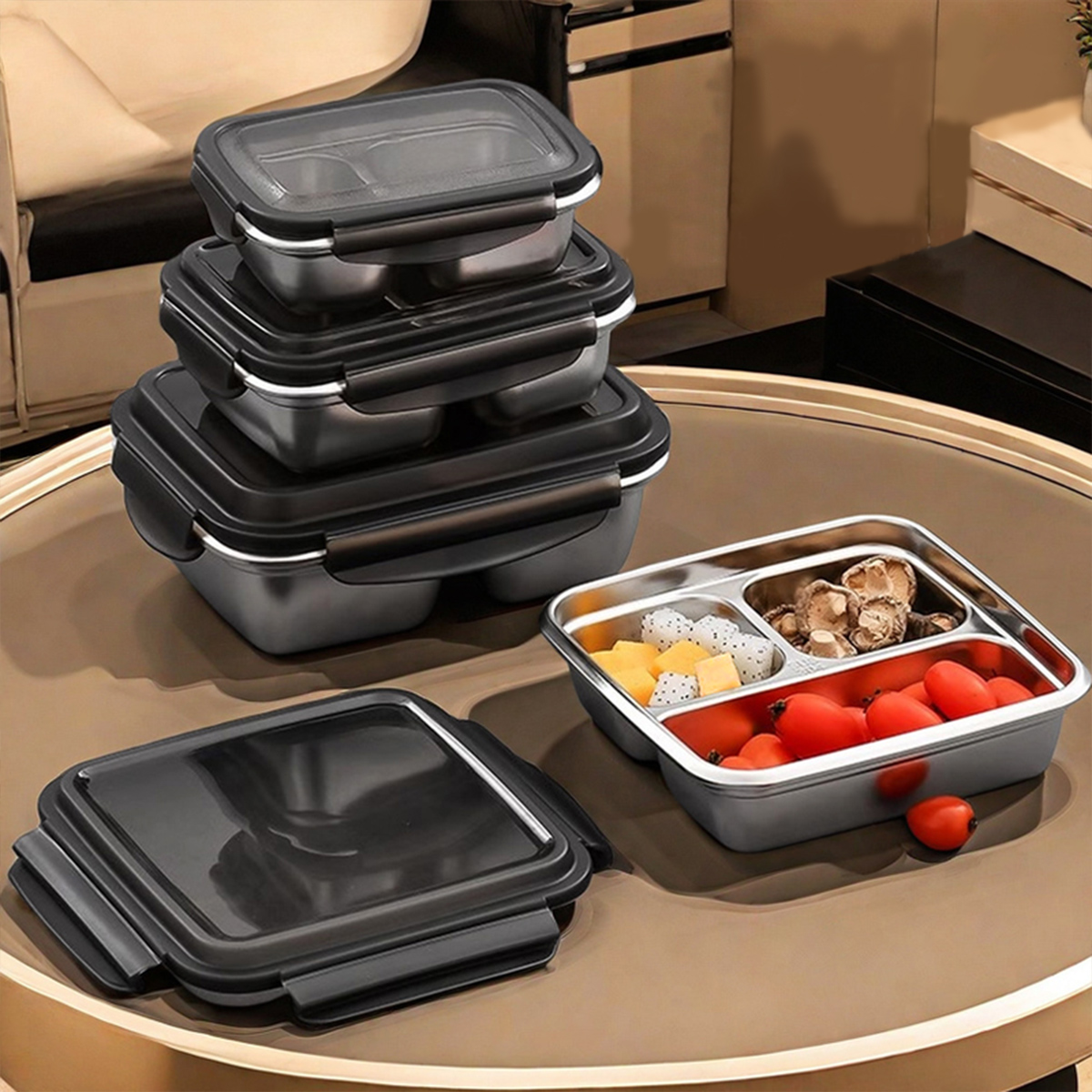 WORTHBUY 2/3 Grids 304 Stainle - đánh giá và giá Bento Box Two Tier
