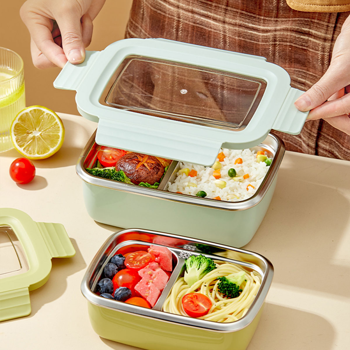 Microwave 304 Stainless Steel  - đánh giá và giá Bento Box Two Tier