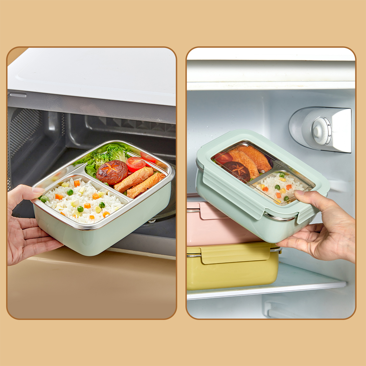 Microwave 304 Stainless Steel  - đánh giá và giá Bento Box Two Tier