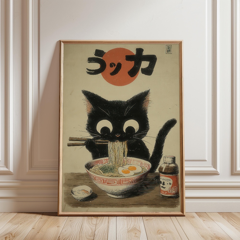 Black Cat Eating Ramen Rainy G - đánh giá và giá Japanese Lifestyle Japanese